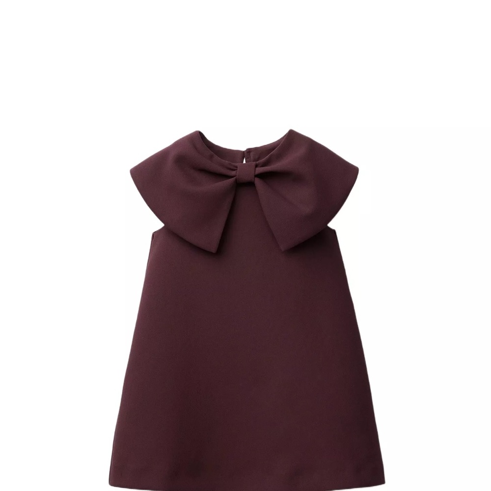 Zara Kids Dress with Bow in Deep Burgundy